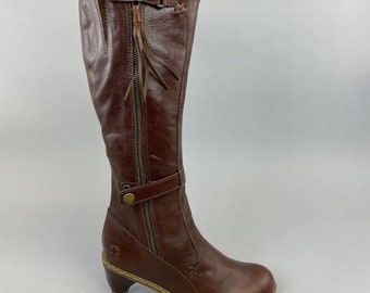 Dr. Martens 11436 Jena Brown Leather Zip Up Tall Boho Hippie Festival Bootie Boots US5 EU36 UK3