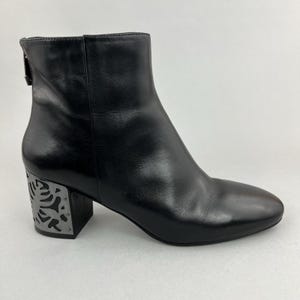 Botas de couro pretas até o tornozelo: Botas sociais femininas com salto EU40 UK7