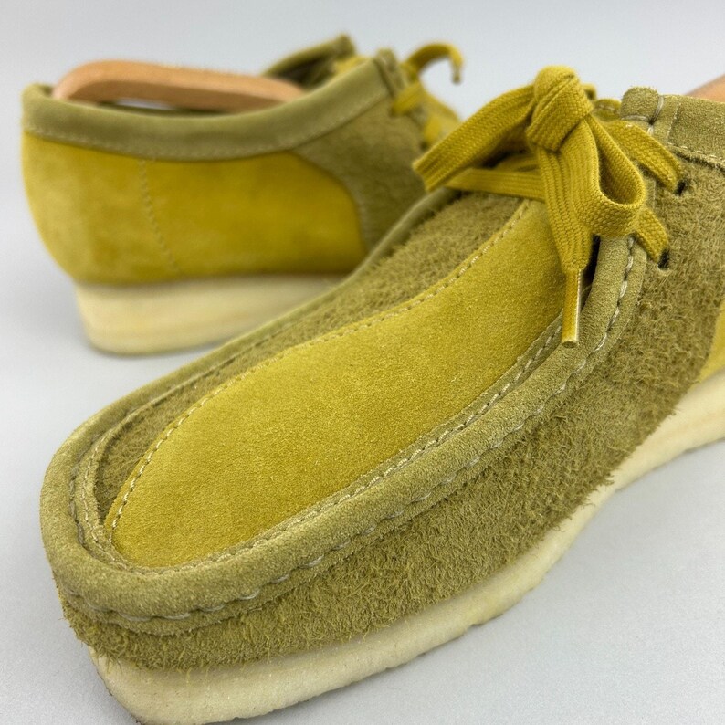 Zapatos Clarks Originals para hombre, talla UK 6.5, modelo Wallabee Olive Combi, mocasín náutico de ante. imagen 9