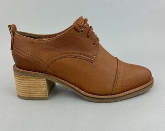 White Stuff Womens Boots Size UK7 Brown Leather Lace Up Block Chunky Heels Shoes