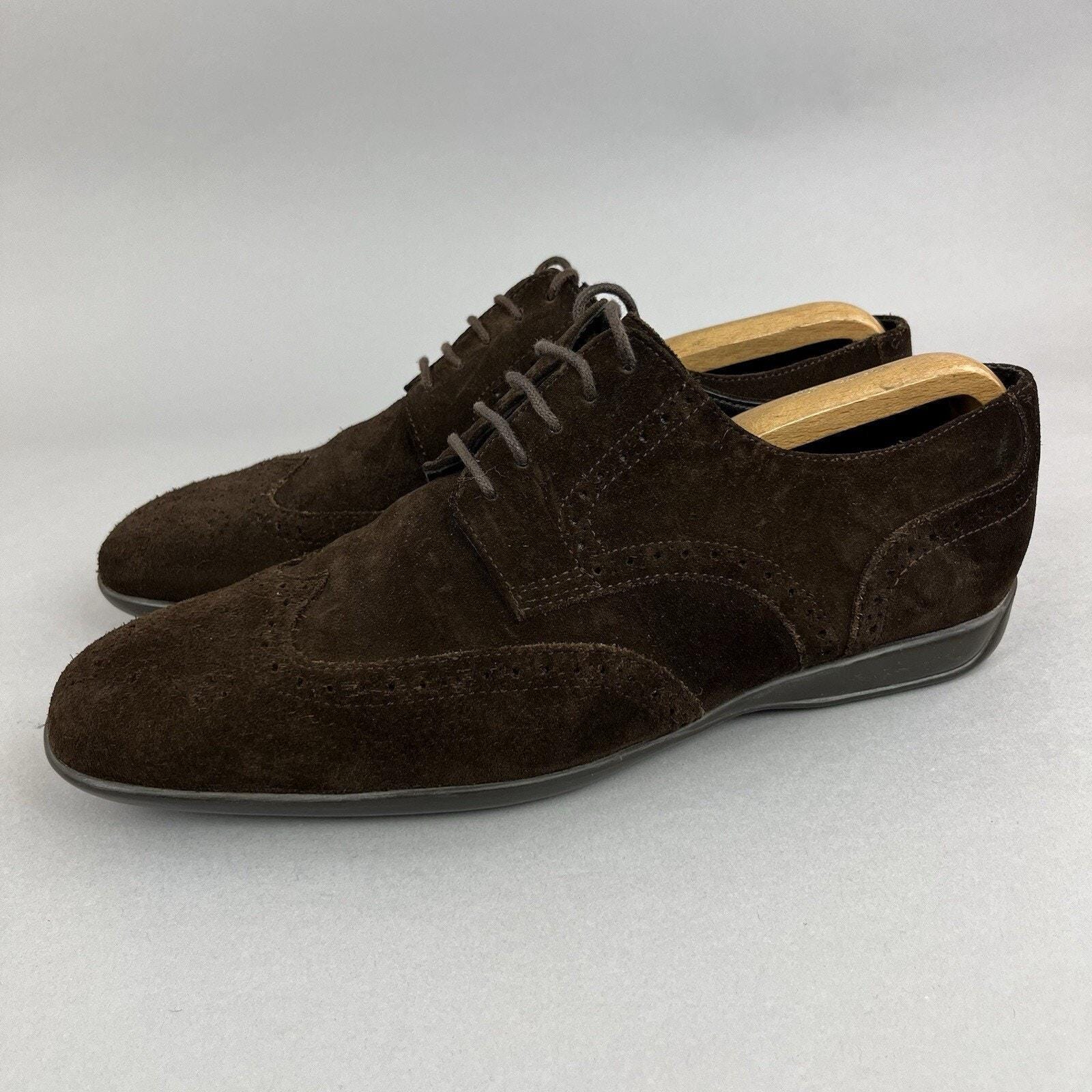 Charles Tyrwhitt Brown Suede Oxford Brogues Wingtip Lace up 