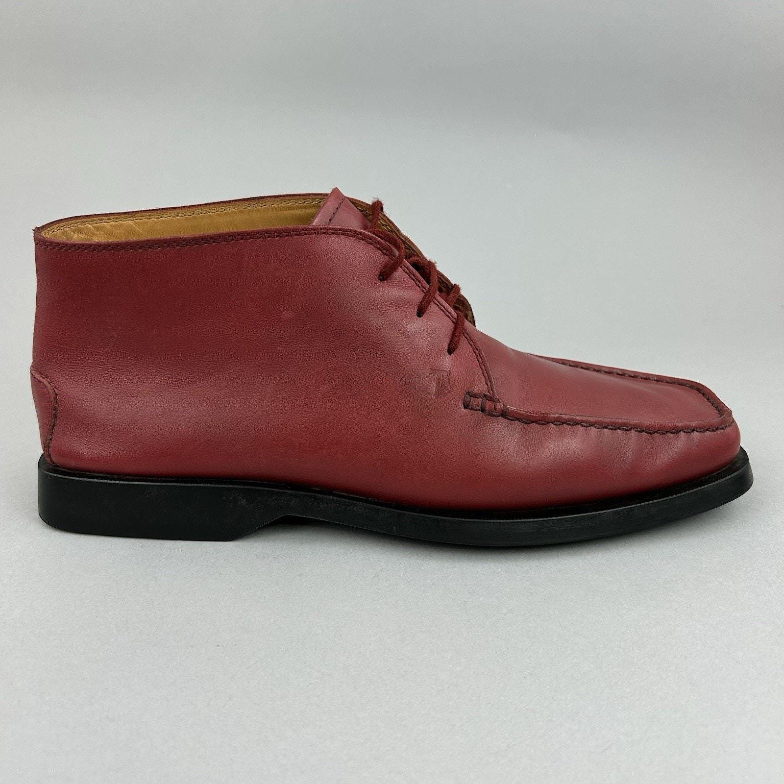 Vintage 90s Streetwear Mens 8 Distressed Suede Leather Moc Chukkas Boots Red Heritage Weekender Chukka Boots | MJ Footwear main image 3
