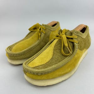 Zapatos Clarks Originals para hombre, talla UK 6.5, modelo Wallabee Olive Combi, mocasín náutico de ante. imagen 11