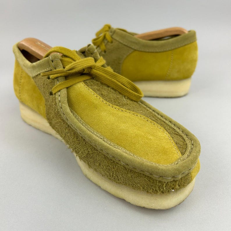 Zapatos Clarks Originals para hombre, talla UK 6.5, modelo Wallabee Olive Combi, mocasín náutico de ante. imagen 10