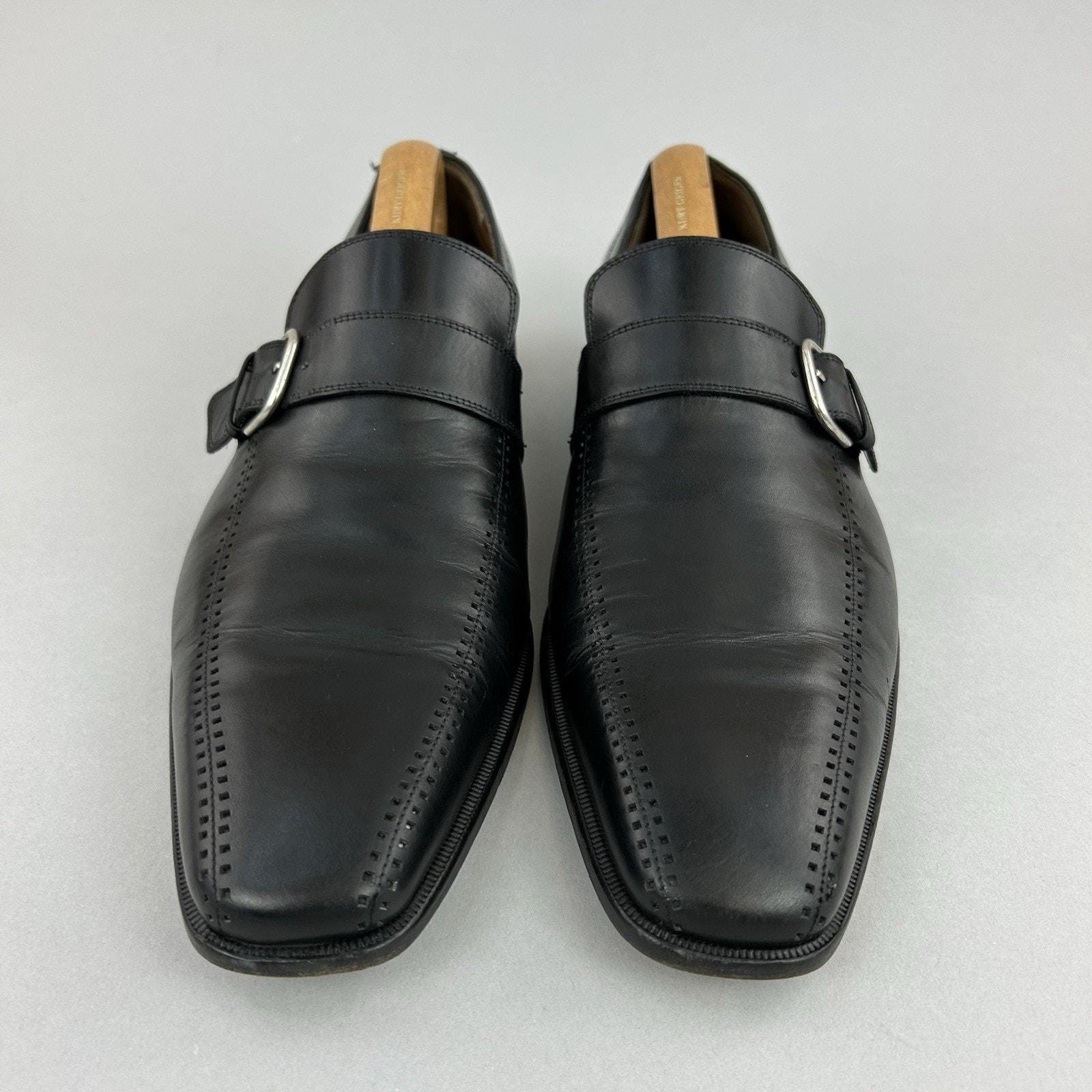 Fratelli Rossetti Black Leather Monk Strap Classic Formal 