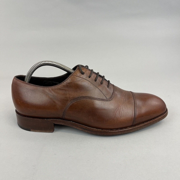 Charles Tyrwhitt Brown Leather Oxford Cap Toe Vintage Dress Shoes EU41 UK7 Made England