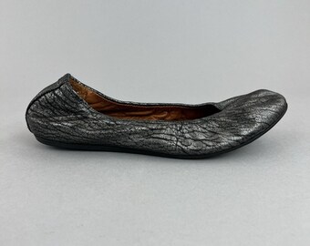 Lanvin Metallic Leather Slip On Cracked Mirror Ballet Flat Comfort Shoes EU37.5 UK4.5