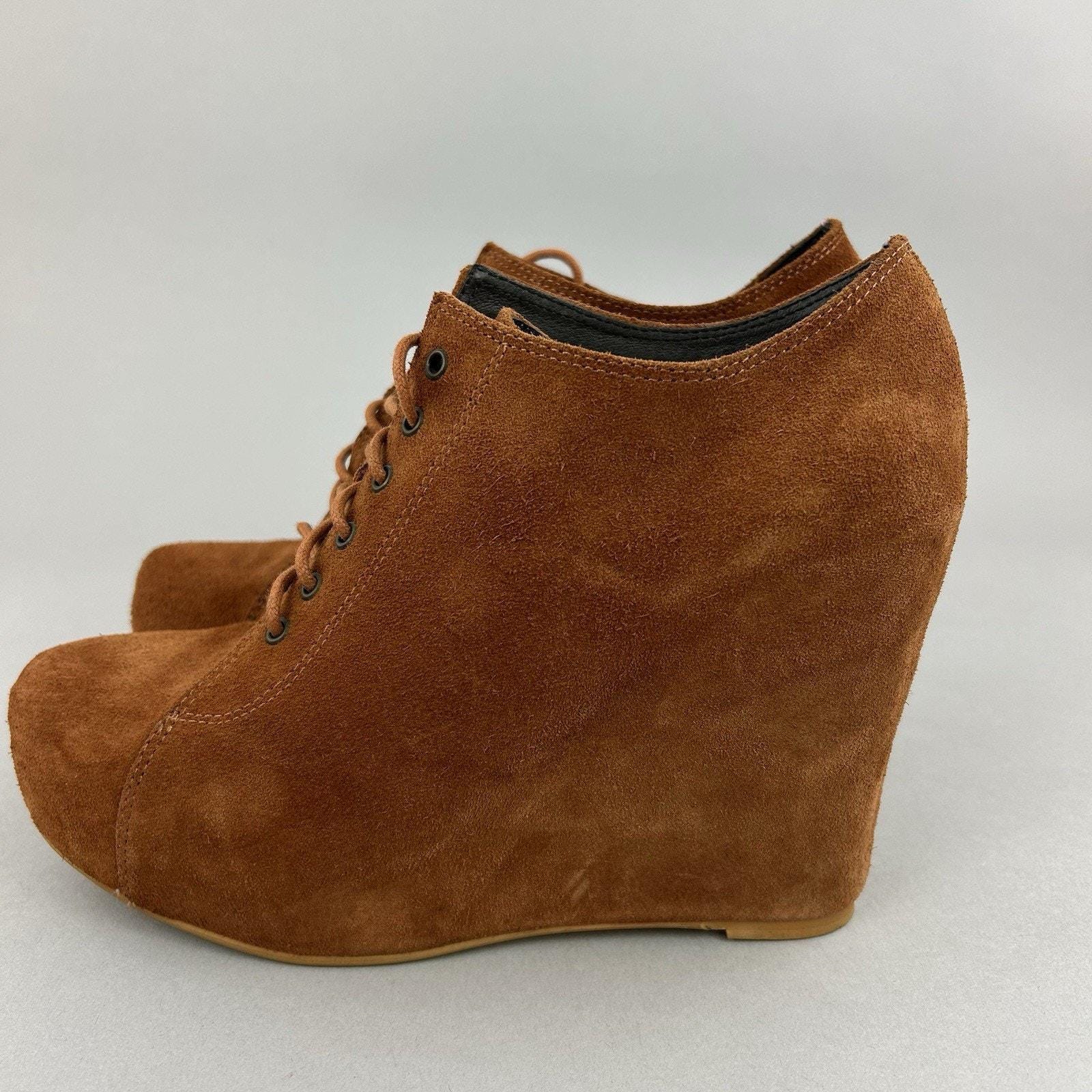 Jeffrey Campbell Brown Suede Ankle Lace up Hidden Wedge Platform