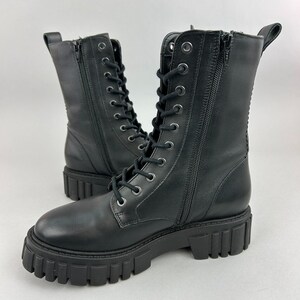 Clarks Boots Size UK5 Black Leather Page Lace Combat Chunky Military Army Gothic image 6