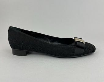 Zapatos de vestir Russell & Bromley de piel negra con purpurina y lazo, talla EU40 UK7