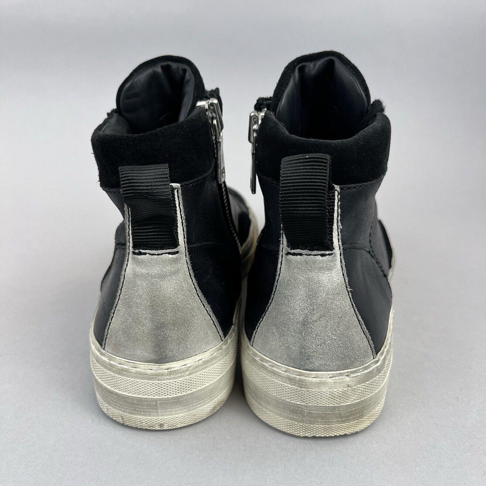 John Varvatos 315 Black Distressed Hitop Sneakers Biker
