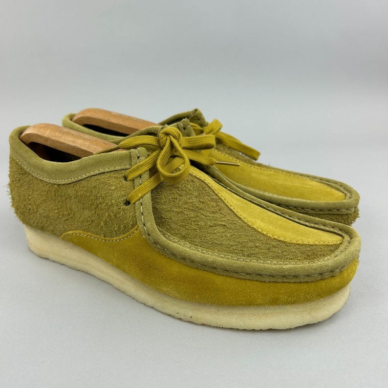 Zapatos Clarks Originals para hombre, talla UK 6.5, modelo Wallabee Olive Combi, mocasín náutico de ante. imagen 7