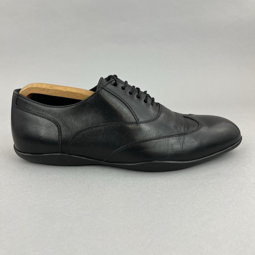 Harrys of London Black Leather Oxford Lace up Wing Dress Vibram