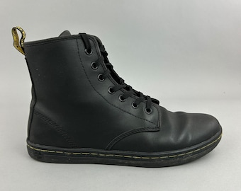Stivali Dr. Martens da donna, taglia UK7, modello Shoreditch, in pelle nera, modello da combattimento alla caviglia.