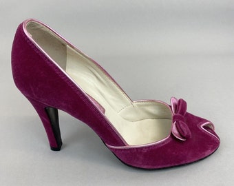 Marc Jacobs Pink Velvet Slip On Pump Court Party Wedding Bow Shoes EU39.5 UK6.5