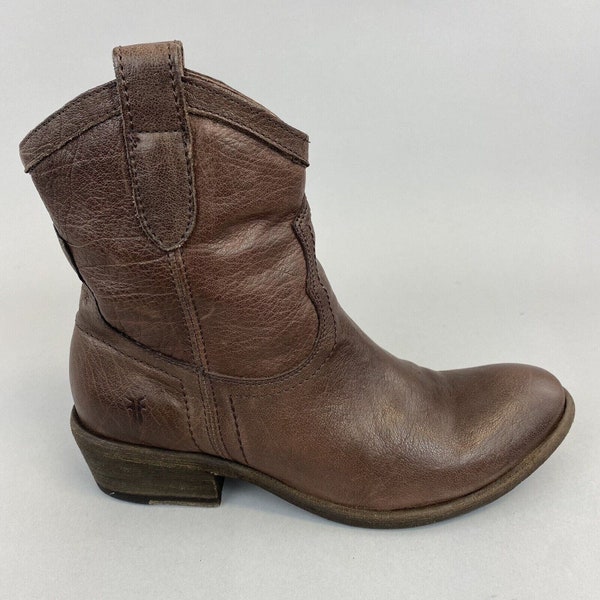 Frye Carson 77031 Brown Ankle Pull On Boho Hippie Festival Cowboy Western Bootie Boots US6.5 B UK4