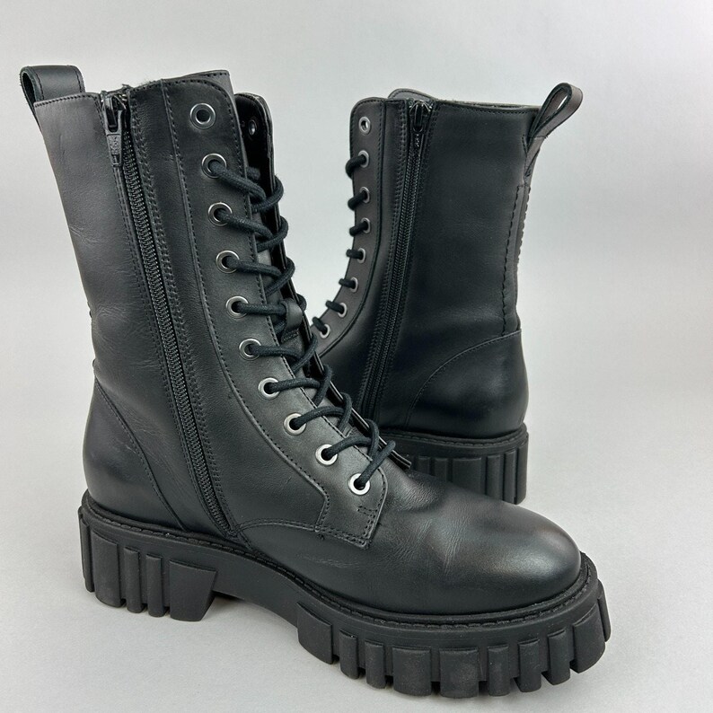 Clarks Boots Size UK5 Black Leather Page Lace Combat Chunky Military Army Gothic image 7