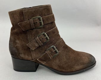 Bottes de pirates cowboy zippées style motard Clarks Elvina Haze marron effet vieilli avec boucle EU39 UK5.5