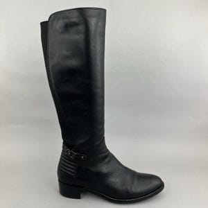 Aquatalia Russell Bromley Black Leather Knee High Riding Dress Boots EU39.5 UK6.5