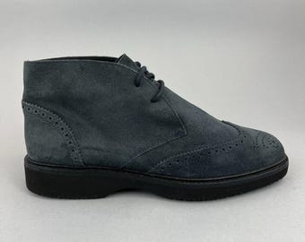 Hogan Navy Leather Suede Brogues Wingtip Smart Lace Up Boots Size US8 UK7