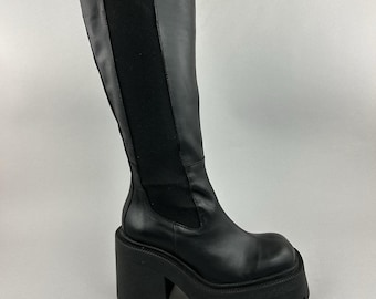 Stivali Asos in pelle nera con tacco spesso, stile gotico Y2K (EU37 UK4)