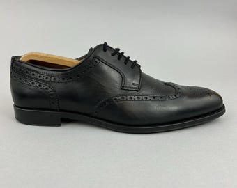 Herring Black Leather Brogue Oxford WingTip Derby Formal Dress Shoes US10 EU43 UK9
