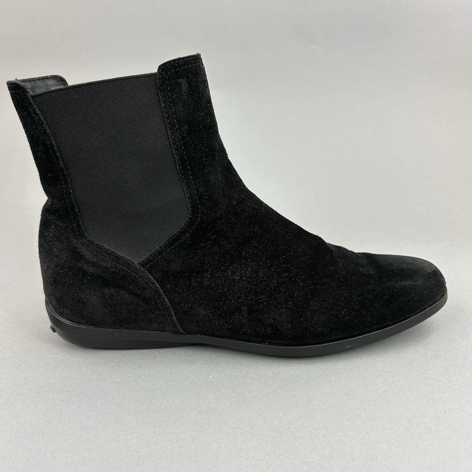 Tods Black Fading Leather Suede Ankle Pull on Chelsea Dress  display picture 1