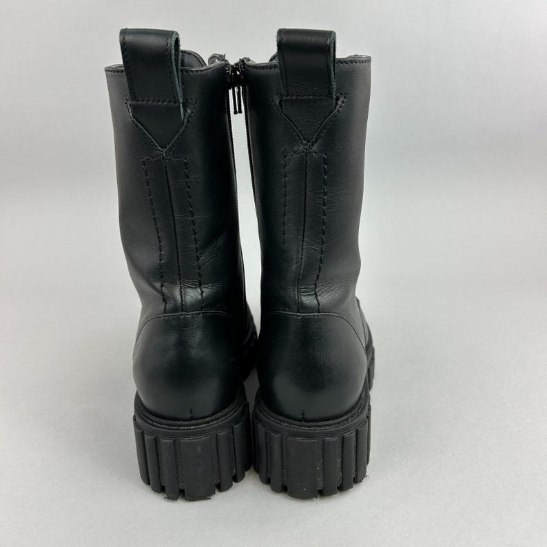 Clarks Boots Size UK5 Black Leather Page Lace Combat Chunky Military Army Gothic image 4