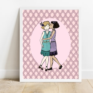 20&#39;s Lesbian Wall Art - Lesbian Wedding Gift - Lesbian Art Print - LGBT - Great Gatsby - Vintage  - Feminist Poster