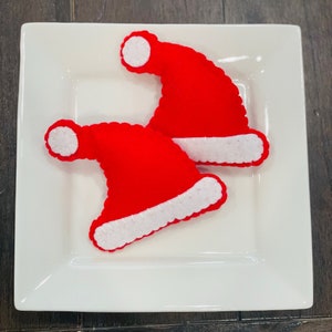 Santa Hats - Felt Ornaments - Tier Tray Decor - Christmas Tree Ornament