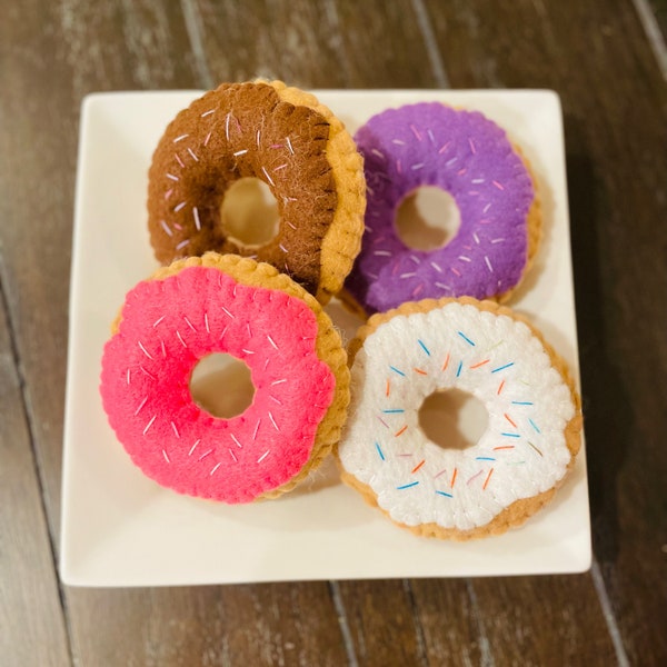 Felt Donuts - Variety of Frosting Colors - Pretend Play Food - Dessert - Birthday Party favor