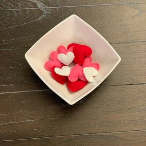 Felt Hearts 1-3&quot; Sizes -  Stuffed Little Hearts  - Valentine&#39;s Day -Party Decorations - Tier Tray