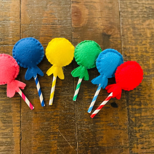 Felt Candy Sucker - 10 Colors - Fun Play Food - Birthday Party Favor