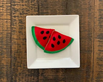 Handmade Felt Watermelon Slices: Pretend Play Food, Summer Decor