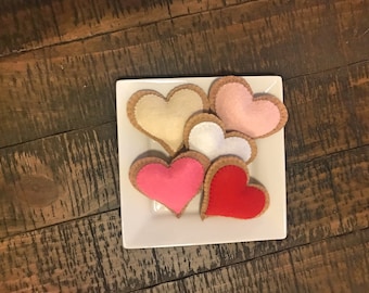 Felt Cookie Valentine Hearts - Tier Tray Decoration - Party Favors - Anniversary Gift - Valentine's Day