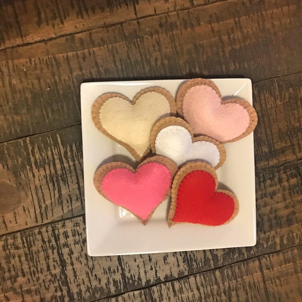 Felt Cookie Valentine Hearts - Tier Tray Decoration - Party Favors - Anniversary Gift - Valentine's Day