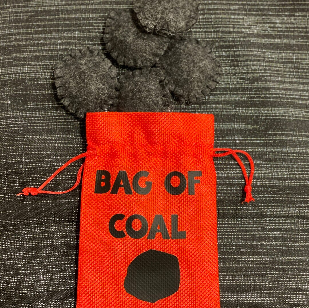 Bag of Coal Felt Coal Pieces Gag Gift Christmas Coal Etsy
