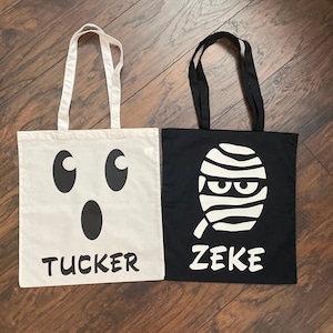 Personalized Trick or Treat Bags - Mummy. Frankenstein, Ghost, Pumpkin- Halloween Bag