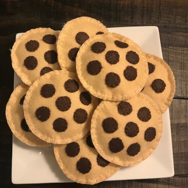 Chocolate Chip Felt Cookies - Felt Food - Pretend Play Cookies