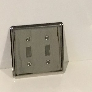 Polished Nickel switch plate, double toggle, wall switch plate, american made