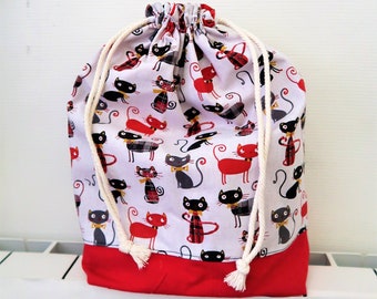 Cat pattern bag/Personalized pouch/School accessory/Trendy accessory/Gym bag/Cushion bag/Dance bag/Gift for girl