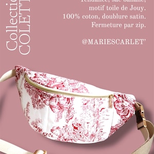 Women&#39;s fanny pack/Toile de Jouy/Trendy accessory/Gift for her/Gift made in France/Bag and scrunchie/Gift for girls