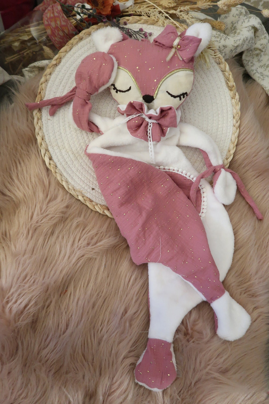 Großes personalisiertes Schmusetuch/doppelte Bio-Baumwollgaze