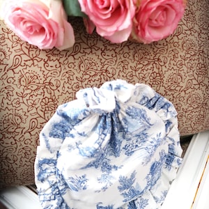 Ronde gerimpelde tas / Toile de Jouy tas / Trendy tas / Cadeau gemaakt in Frankrijk / Cadeau voor vrouwen / Cadeau voor meisjes / Franse creatie