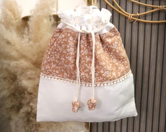 Double gauze cotton and linen pouch/baby gift/personalized pouch/nursery bag/Gift made in France
