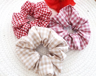 Gingham print chouchou/Oeko-tex cotton/hair accessory/scrounchi/gift for her