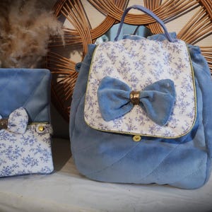 Sac à dos personnalisé/Cartable/Accessoire école/Sac en velours/Cadeau de Noel/Accessoire en velours/Gift made in France/Création française