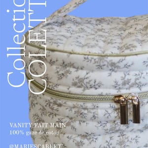 Kit da collezione Colette/Beauty Case Chic/Pochette in doppia garza di cotone/Regalo per donna/Regalo di compleanno/Regalo Made in France