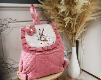 Alice in Wonderland backpack/French-made backpack/Quilted bag/child gift/Gift made in France/Gift from France