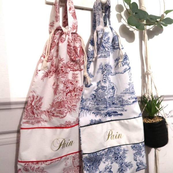 Sac à pain /toile de Jouy /zéro déchet/décoration cuisine/Gift made in France/Accessoire cuisine